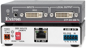 Передатчик Extron 60-1272-12 DTP DVI 230 Tx сигнала DVI-D (Single Link) и аналогового аудио по кабелю витой пары, расстояние до 70 метров, поддержка HDCP, 165 MHz.