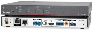 Приёмник Extron 60-1043-13 XTP R HDMI сигналов HDMI, стерео аудио, RS-232, ИК, Ethernet по кабелю витой пары (CATx), поддержка HDCP, технологии EDID Minder и Key Minder, USB configuration port на лицевой панели.