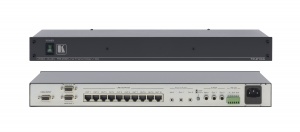 Передатчик Kramer TP-210A сигнала VGA или HDTV, стерео звуковых и RS-232 сигналов в витую пару (TP) на 10 выходов, с проходными выходами, длина линии передачи до 100м