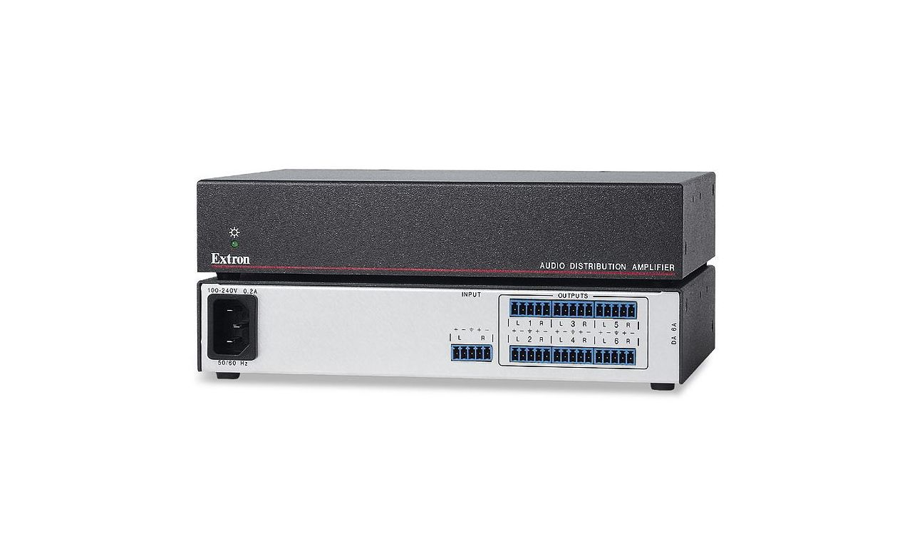 Усилитель-распределитель Extron 60-692-20 DA 6A стерео аудио сигнала на 5-конт. клеммных блоках (3.5 mm).
