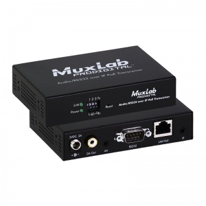 Приёмник и передатчик MuxLab Audio/RS232/IR over IP с PoE, сжатие MJPEG MuxLab 500755