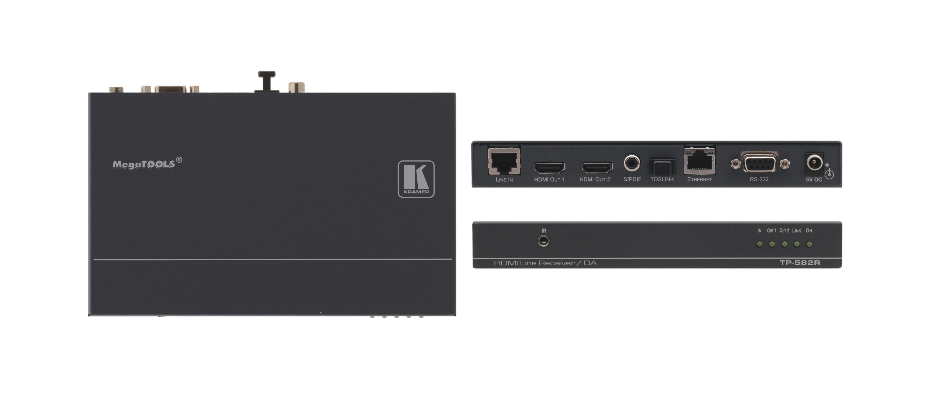 Приёмник Kramer TP-582R сигнала HDMI, RS-232, ИК и Ethernet из кабеля витой пары (TP)