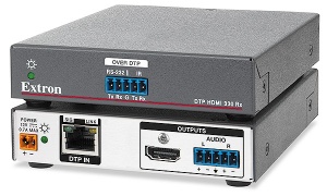 Приёмник Extron 60-1331-13 DTP HDMI 4K 330 Rx сигнала HDMI по витой паре, поддержка передачи данных EDID и HDCP, сквозные двунаправленные RS-232 и ИК