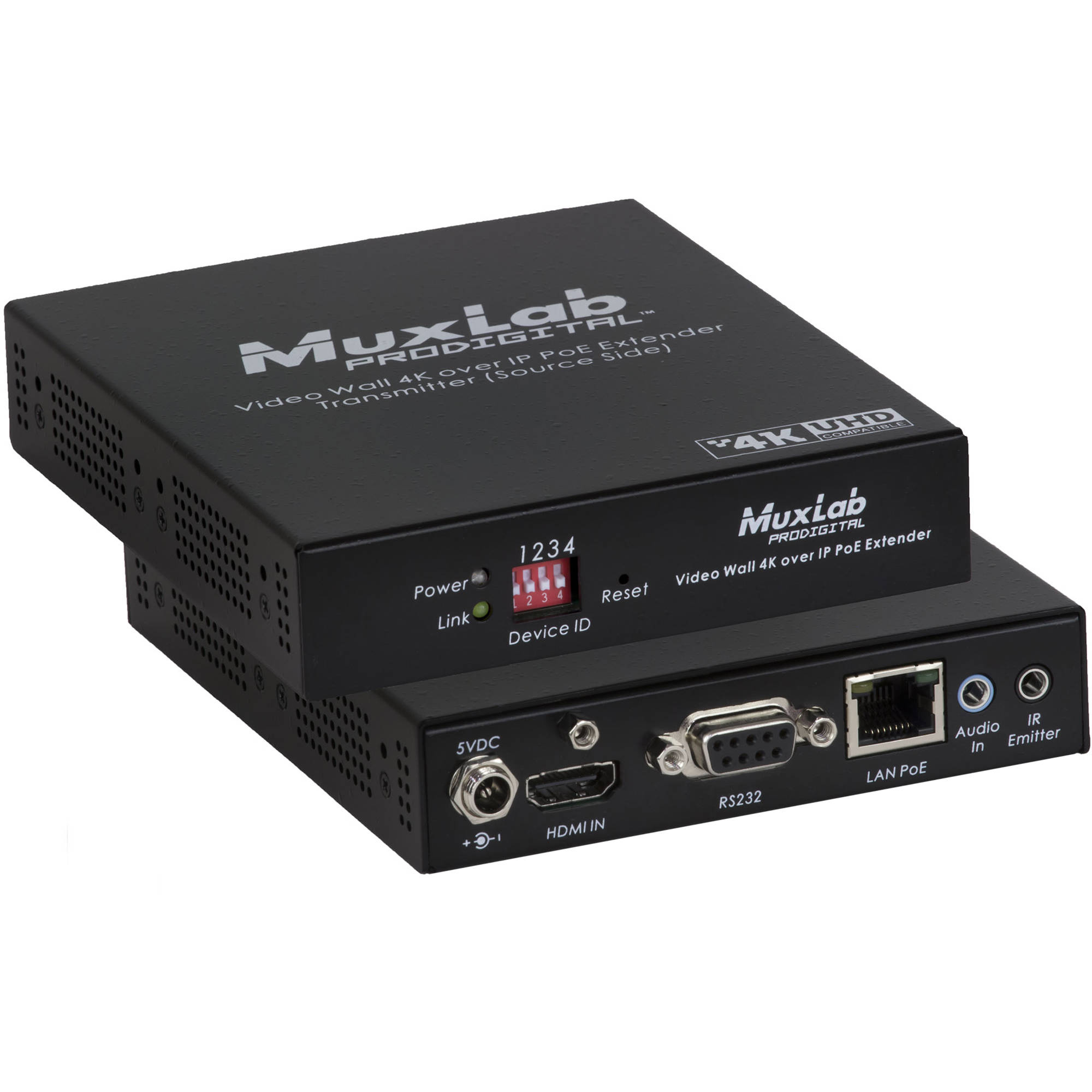 Передатчик-энкодер MuxLab 4K Over IP, сжатие JPEG2000, с PoE, с функцией видеостены MuxLab 500759-TX