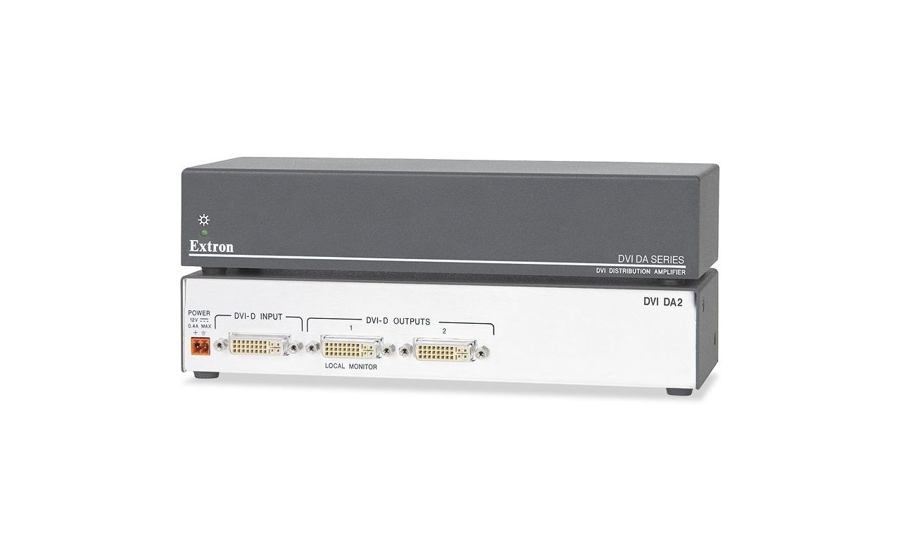 Усилитель-распределитель Extron 1:2 DVI DA2 60-886-02 сигнала DVI на два выхода, DDC, длина передачи до 15м, разрешение до 1920х1200 (включая HDTV 1080p/60)