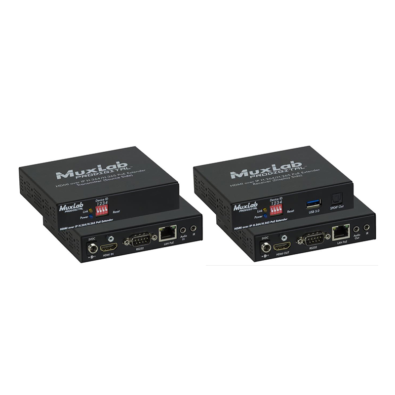 Передатчик-энкодер MuxLab HDMI и Audio over IP, сжатие H.264/H.265, с PoE MuxLab 500762-TX