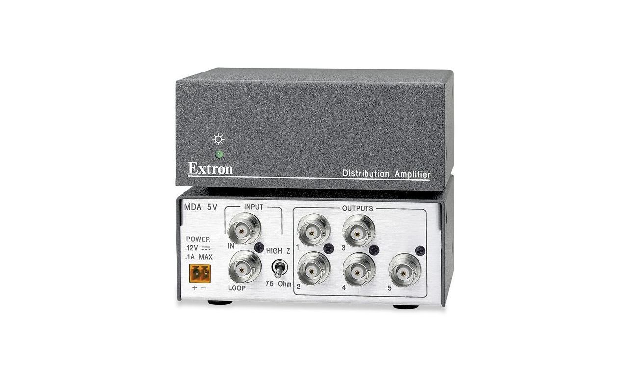 Усилитель-распределитель Extron 1:5 MDA 5V 60-446-01 композитного видео сигнала, проходной выход, 400 MHz, разъемы BNC(F).