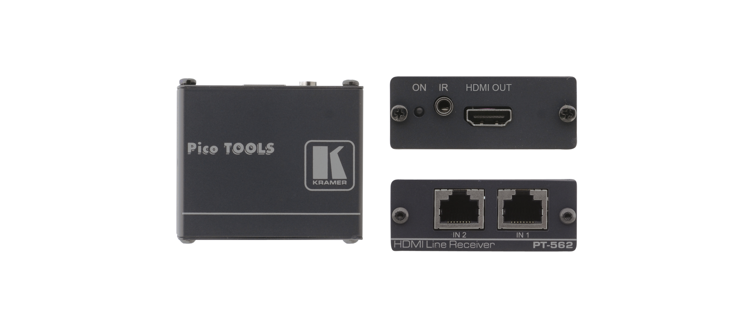 Приёмник Kramer PT-562 сигнала HDMI и ИК-команд из кабеля витой пары (TP), поддержка HDCP и HDMI 1.3, совместимость с HDTV, поддержка двунаправленной передачи и приема ИК сигналов, Power Connect, 1.65Gbps